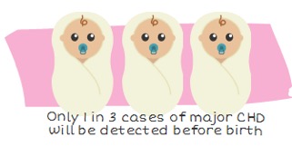 cartoon image saying 1 in 3 cases of congenital heart defects will be detected before birth