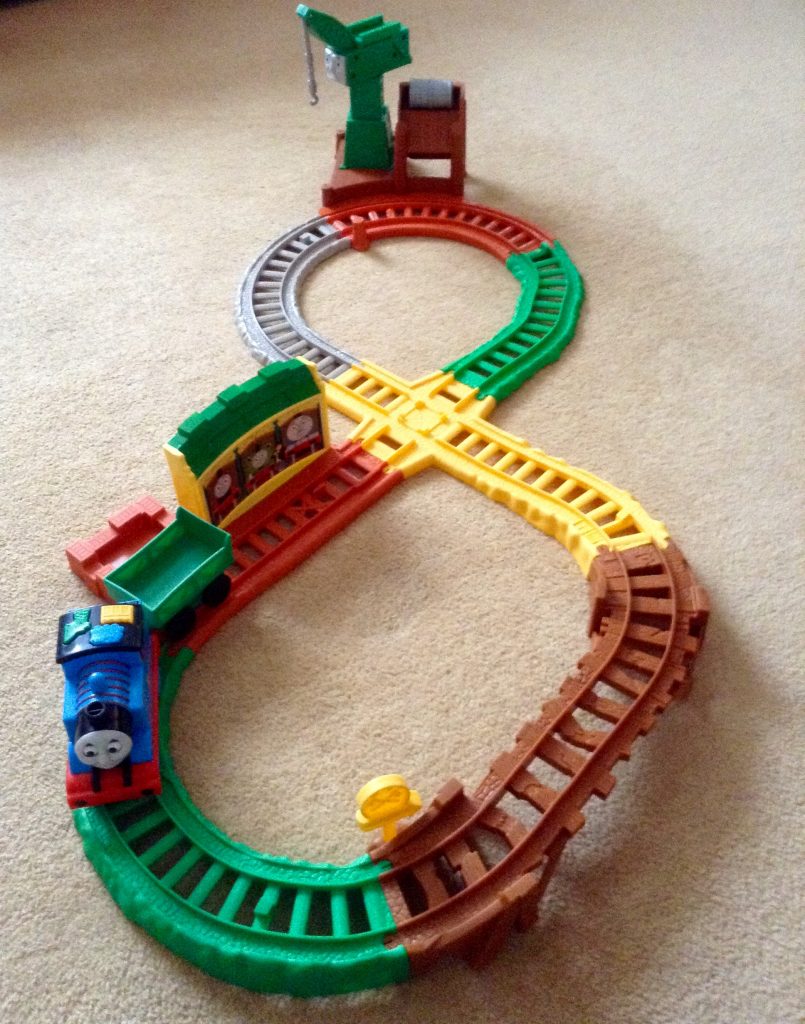 Thomas & Friends My First All Around Sodor. The full figure eight track with Thomas at Tidmouth sheds and cranky in the distance at the docks
