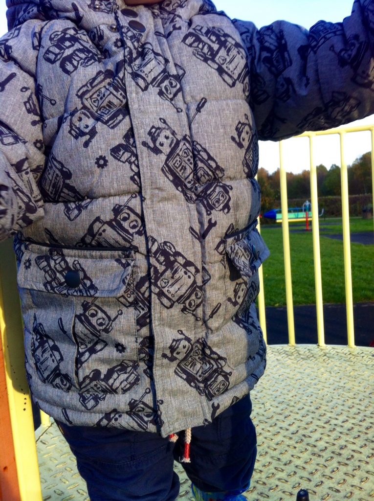 Winter coats matalan boys robot print grey