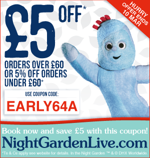 In the night garden live discount code