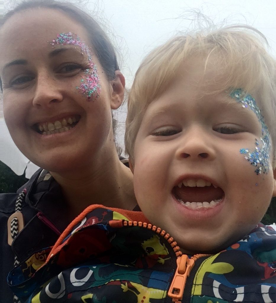 Down by the Riverside Festival review. Lucas and me with glitter on our face