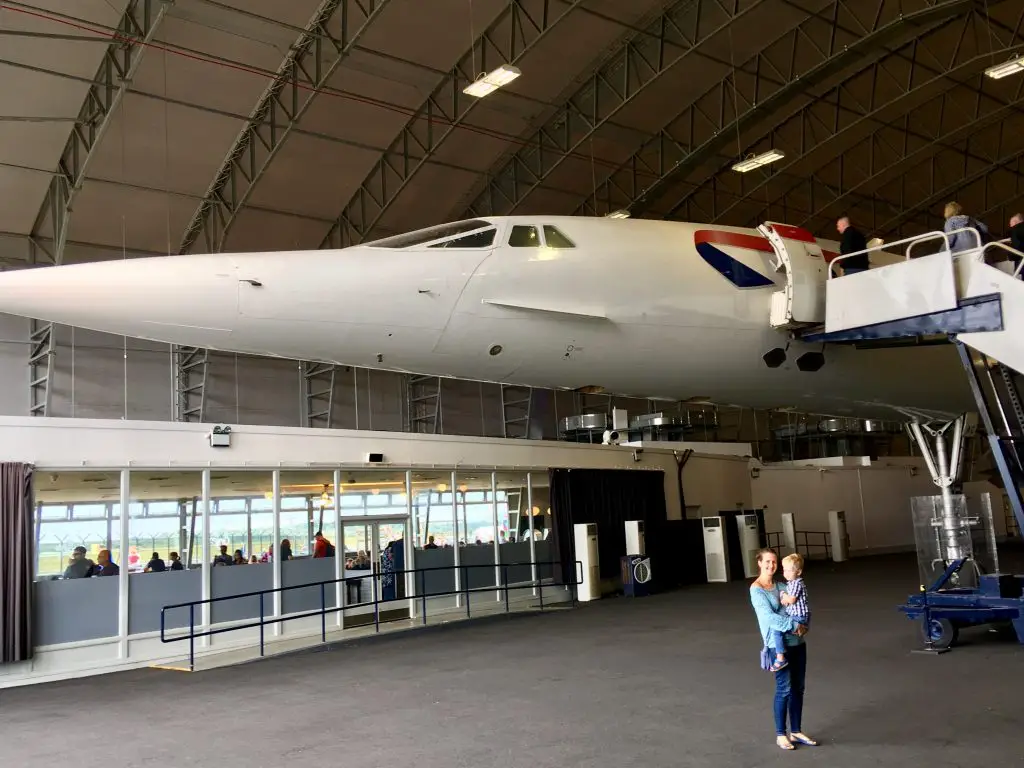 Manchester Runway Visitor Park review. Me and Lucas stood below the Concorde 