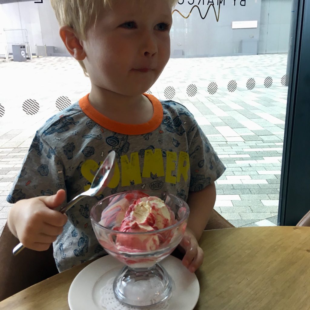 Wheelers of St. James, Liverpool review Lucas is sat with Ice cream in front of him