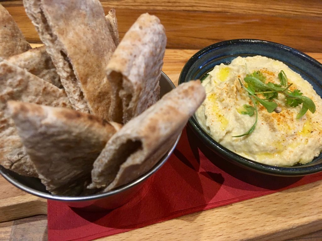 Spitroast, Liverpool review Hummus and flatbread pieces 