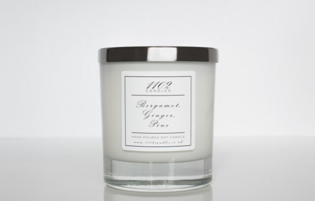 Women’s gift ideas white candle with silver lid