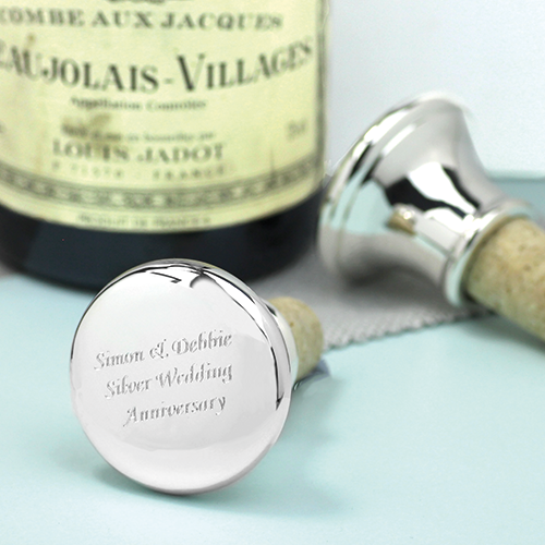 Mothers day gift ideas a silver engranved bottle stopper