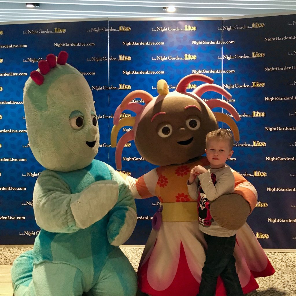 In the Night Garden Live 2019. Lucas cuddling Upsy Daisy and Igglepiggle is next to them