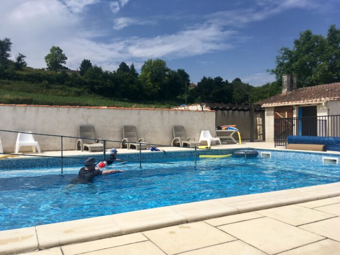 Lucas and D in the swimming pool