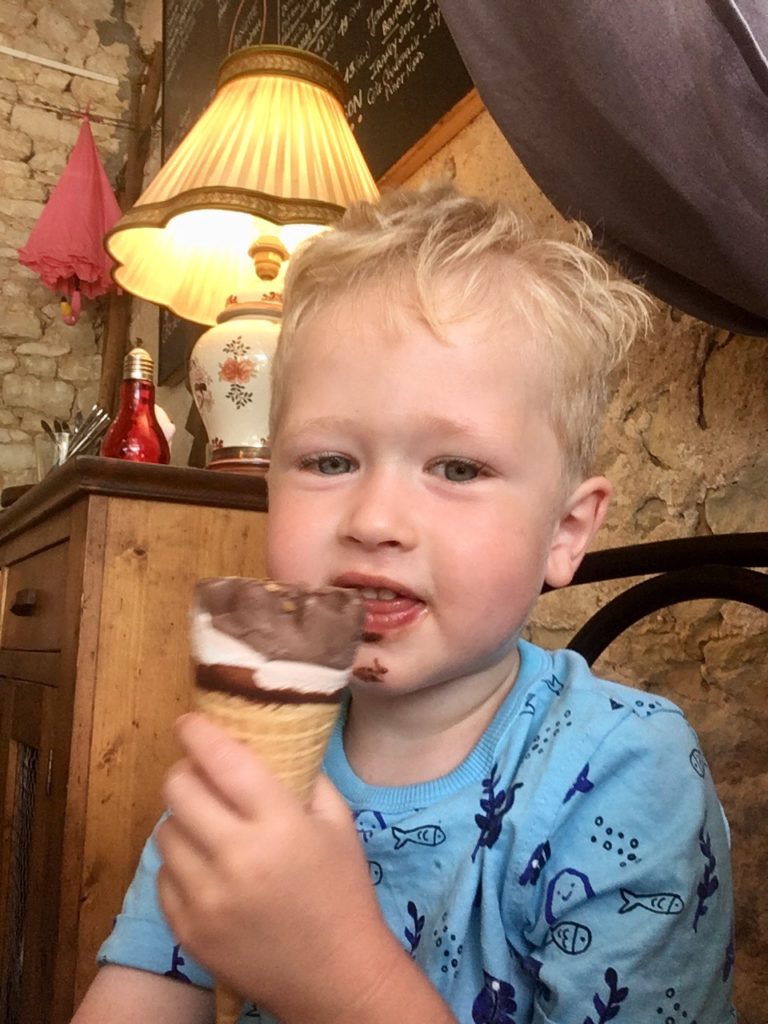 Lucas eating ice cream 