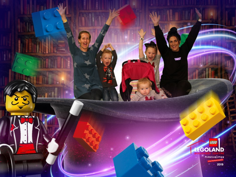 Is in a photo of a magician background at Legoland