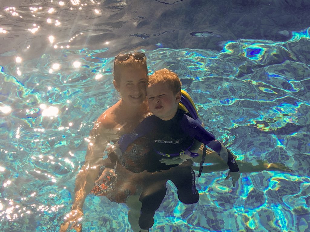 Lucas and I in the pool 