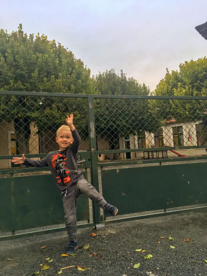 Lucas stood at the school gates