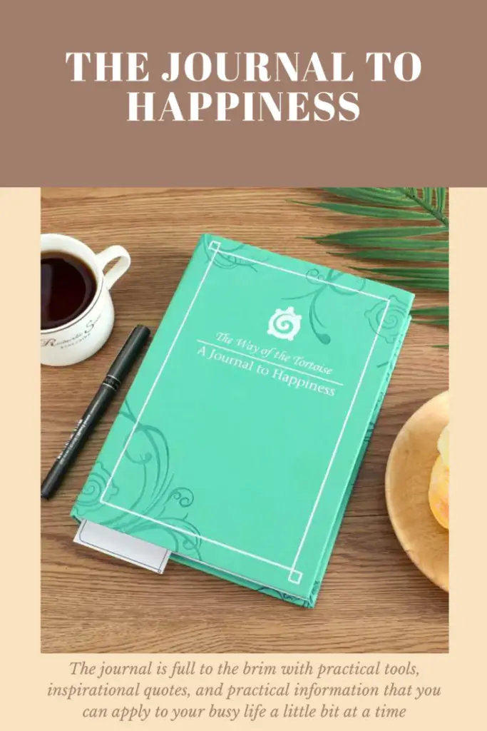 The journal to happiness. The journal is full to the brim with practical tools, inspirational quotes, and practical information that you can apply to your busy life a little bit at a time