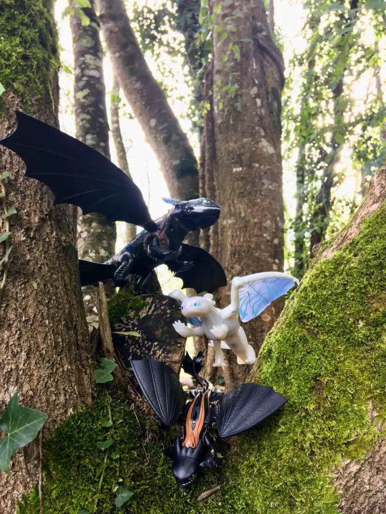 Dragon toys in a tree 
