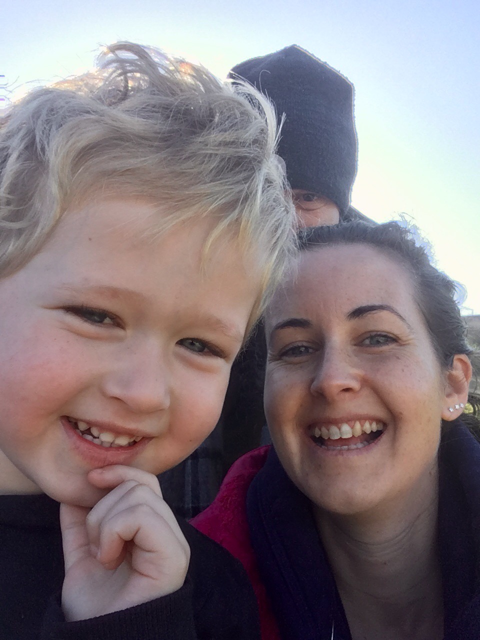 Lucas D and I smiling at the camera close up