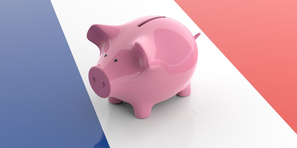 piggy bank on a french flag