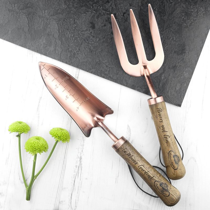 Personalised copper gardening tools 