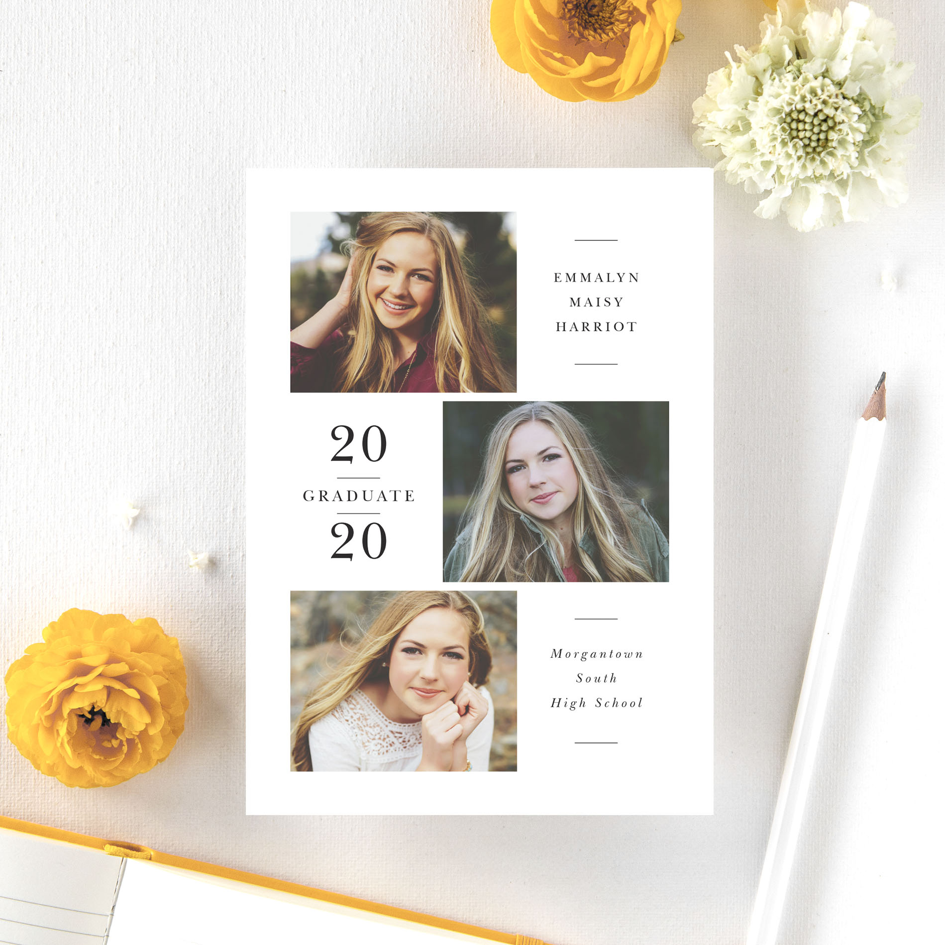 a white collage high school graduation invitation