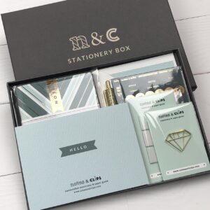 Notes and Clips_green_chevron_stationery_box