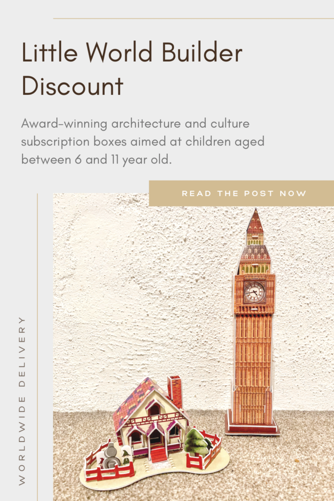Little World Builder Discount. Award-winning architecture and culture subscription boxes aimed at children aged between 6 and 11 year old.