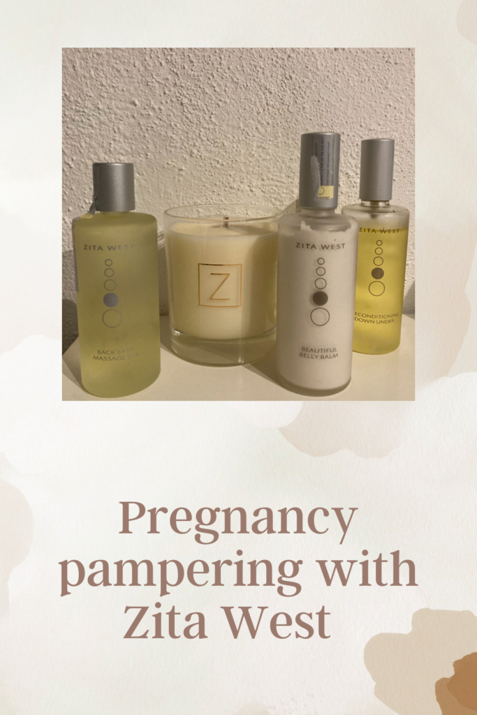 Pregnancy pampering with Zita West. I have been treated to belly balm, pregnancy massage oil, perineum oil and essential oil candle