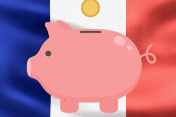 french flag and piggy bank