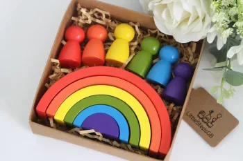 Rainbow Stacking Toys with Peg Dolls
