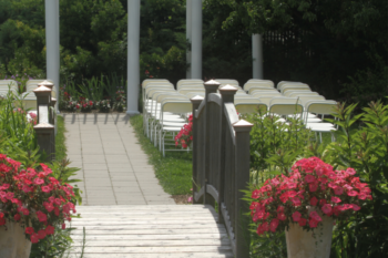 outdoor venue, garden with seating