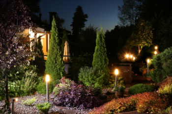 garden with lighting
