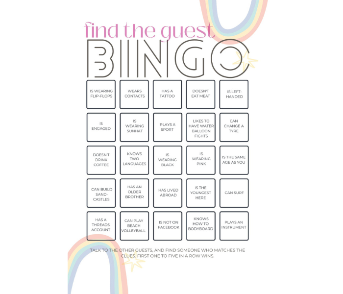 find the guest bingo printable