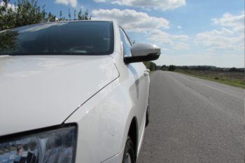 white car on the road