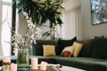 candles in a living room