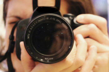 lady with camera close up