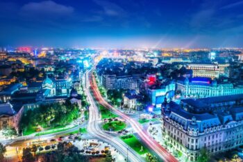 bucharest city centre at night