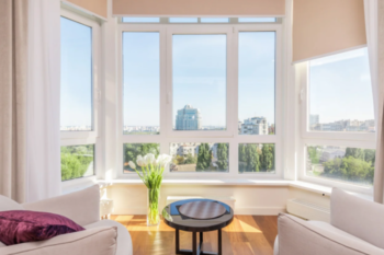 living room with city views