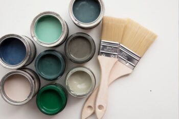 paint cans and brushes