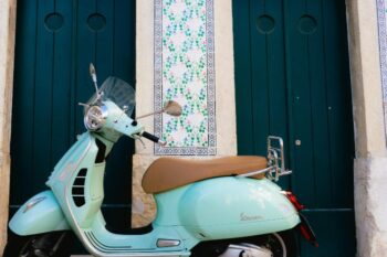 mint green and brown seat scooter