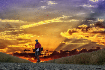 walking with sunset