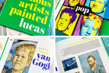 a collage of pages from the book if famous artists painted lucas