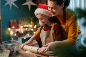 mum and daughter christmas baking