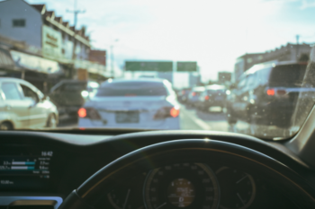stuck in traffic jam