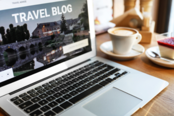 travel blog showing on laptop