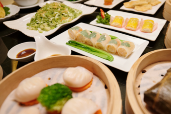 various plates of asian food