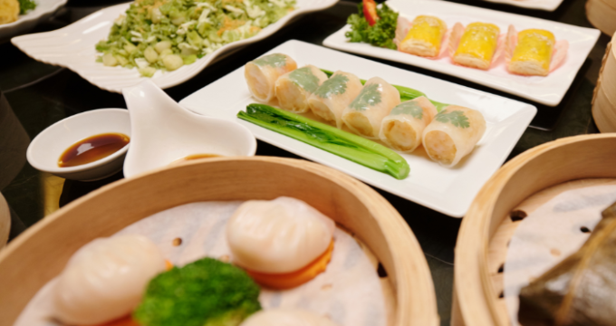 various plates of asian food