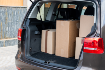 packing boxes in car boot