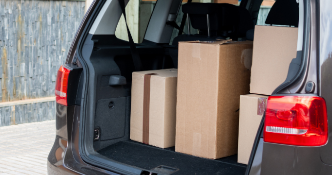 packing boxes in car boot