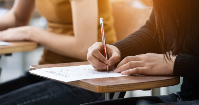 teens doing an exam